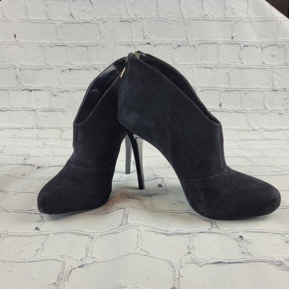 Guess Carlice Black Suede Ankle Heel Booties Size 7 - Picture 10 of 14